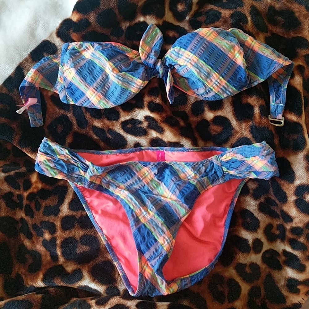 Victoria's Secret Blue Plaid Bikini